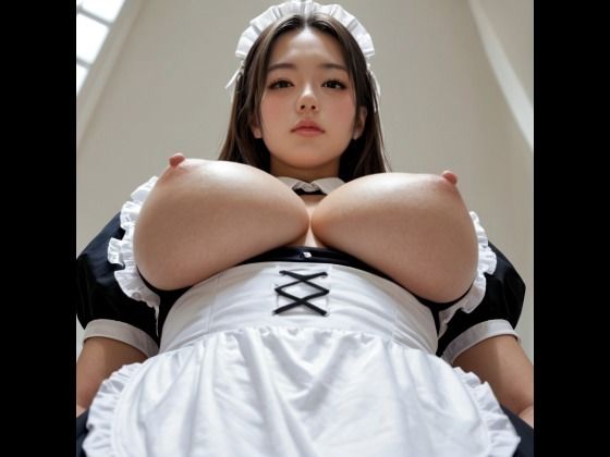 爆乳メイドを下から見上げる(セリフなし AI画像集)